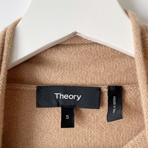 theory cashmere bell sleeve mock neck sweater in camel, size small - Picture 7 of 11